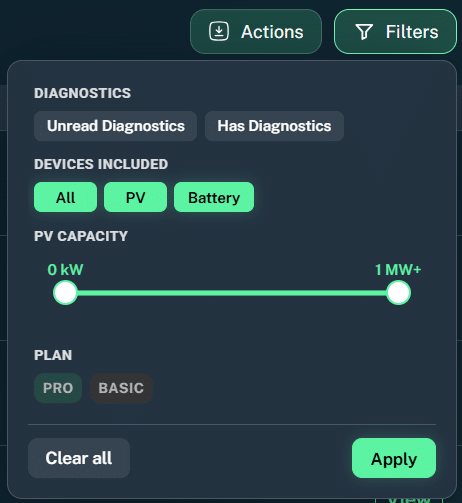 New Filter on Diagno